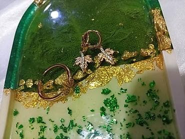 bijuteri: Zərif yarpaq motivli sırğa və üzük dəsti - Dizayn: Payız yarpağı — 1