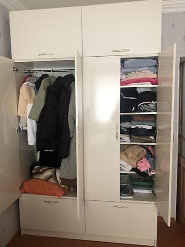 uşaq dolabi: Ağ rəngli 6 qapılı paltar dolabı - Material: parlaq MDF/LDSP tipli — 3