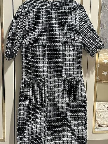 don sekilleri: Qara-ağ rəngli tweed (bouclé) dəstdən ilhamlanan qısaqol don - Naxış — 2