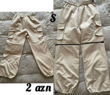 Elastik belli və ayaq biləyində büzməli, rahat kəsimli karqo şalvar