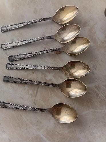 qedimi caynik: Qədimi üslubda 6 ədəd çay qaşığı dəsti - Miqdar: 6 ədəd - Material — 4