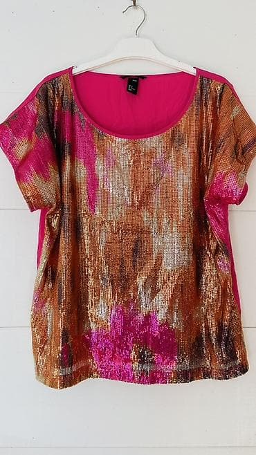 off white duks: Məhsul: Payetli qısaqoll bluz • Dizayn: Ön hissəsi tam payetlidir — 4