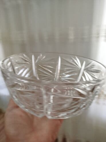 salat qabı: Şüşə qəlibdən hazırlanmış dekorativ qab - Material: qalın, şəffaf — 2
