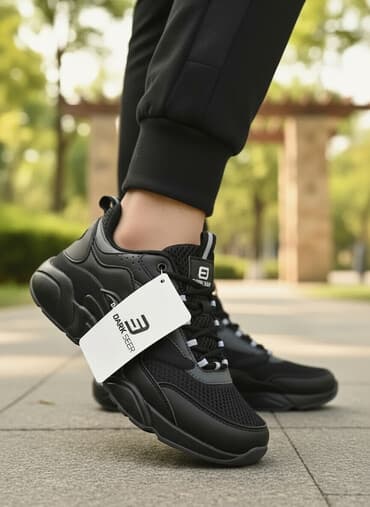 krosovka: Məhsul: Dark Seer idman ayaqqabısı - Rəng: tam qara, boz detallarla - — 1