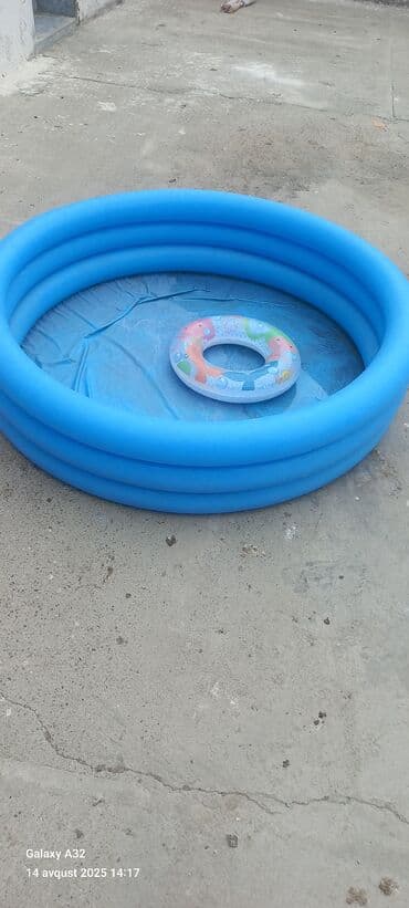 надувной бассейн купить в баку: Mavi rəngli, şişmə baza ilə dizayn edilmiş bu dairəvi hovuz, uşaqlar — 1