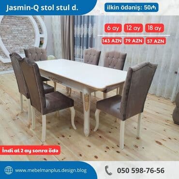 Masa və oturacaq dəstləri: Qonaq otağı üçün, Yeni, Açılan, Kvadrat masa, 6 stul — 5