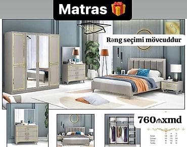 dekor masa: Yataq otağı mebel dəsti Tərkibi: - 4 qapılı dolab (2 güzgülü) — 1