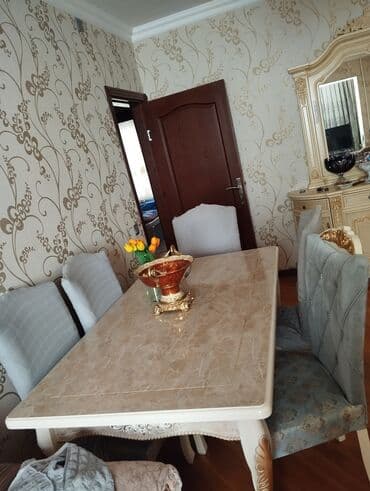 стулья для столовой: Qonaq otağı üçün, İşlənmiş, Dördbucaq masa, 6 stul — 4