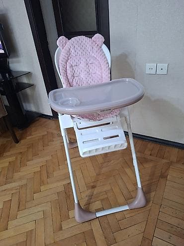 Uşaq yemək stulu – Baby Home - Rəng: ağ çərçivə, pudra/boz-bej — 1