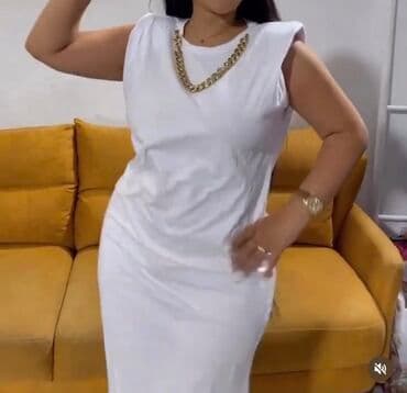 узбекское платье со штанами: Ag rengde yumushaq materialda serin paltar az strecliyi var — 3