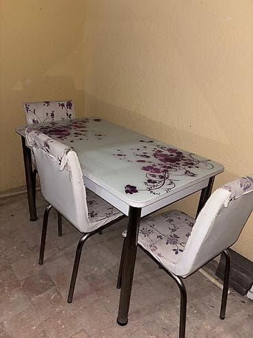 uşaq stullari: Mətbəx üçün, Açılan, Dördbucaq masa, 4 stul — 2