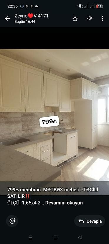 membran mebel nədir: *799₼ membran MƏTBƏX mebeli :-TƏCİLİ SATILIR*‼️ ÖLÇÜ:-1.65x4.2 ÜZƏRİ — 1