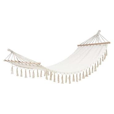 moms 4: Bağ və ya balkon üçün dekorativ asma hamak - Rəng: krem/ağ - — 2