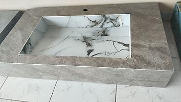 kreditle drel: Mərmər görünüşlü hamam lavabosu və tezgah bloku - Material — 1