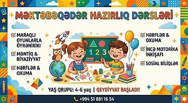 matematik: Məktəbəqədər və ibtidai sinif hazırlığı, Azərbaycan dili, Fərdi, Onlayn, Qrup — 1
