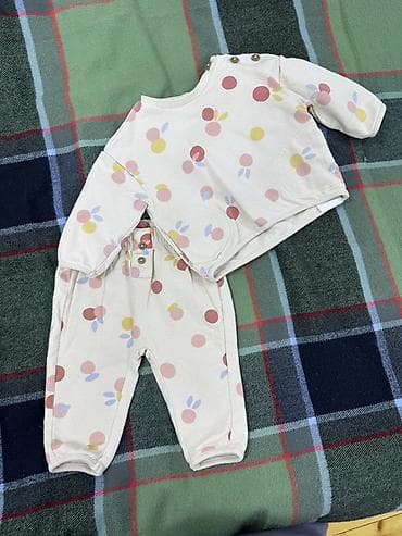 uşaq trusuları dəsti: Uşaq geyim dəsti – 2 hissə - Rəng: krem əsaslı, çəhrayı, sarı və açıq — 1