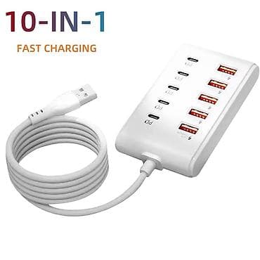 usb hard disk: 10‑in‑1 Sürətli Şarj Stansiyası – 5x USB‑A + 5x Type‑C (PD) — 5
