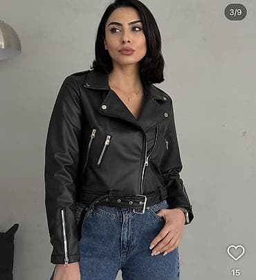 judo forma: Qadınlar üçün qara dərimsi biker gödəkçə - Model: qısa kəsimli, biker — 2