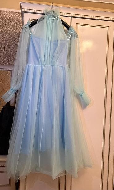 Mavi rəngli tül don - Model: romantik stil, yüngül və həcimli siluet