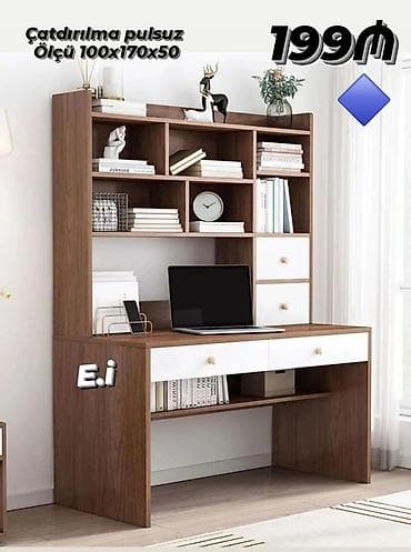 Modern iş/stol kitab rəfi ilə Ölçü: 100 x 170 x 50 sm Qiymət: 199₼