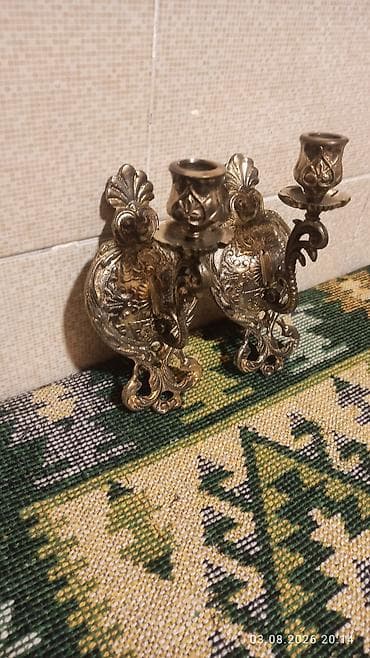 антик: Antik asma şamdan-lampa - Material: bürünc gövdə və dekorativ döymə — 2
