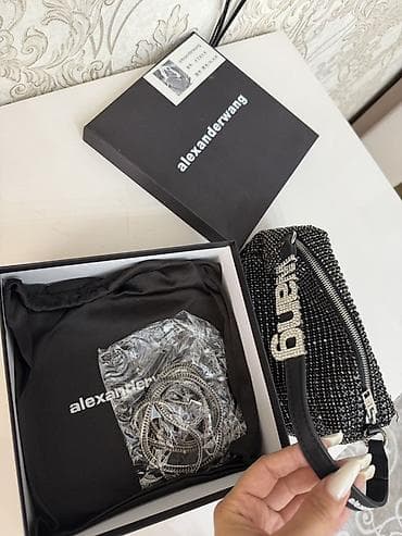 Çantalar: Alexander Wang miniatür çanta – kristal daşlarla bəzədilmiş, qara — 3