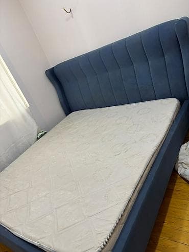 taxta tavan: Məhsul: Yumşaq başlıqlı iki nəfərlik çarpayı və döşək - Ölçü: təxmini — 1