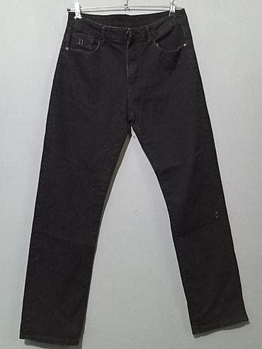 Qara denim şalvar - Rəng: tünd qara - Kəsim: düz/klassik kəsim, beldə