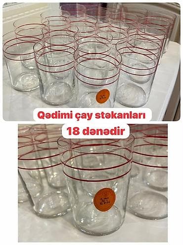 çay servizi: Çay dəsti, rəng - Qırmızı, Şüşə, 18 nəfərlik — 1