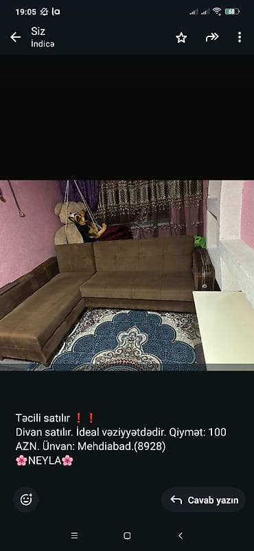 Təcili satılır ❗❗ Divan satılır. İdeal vəziyyətdədir. Qiymət: 100 AZN