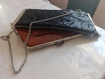 pul qabı satışı: Zəncirli gecə çantası və portemonenin dəsti - Material: parıltılı — 2
