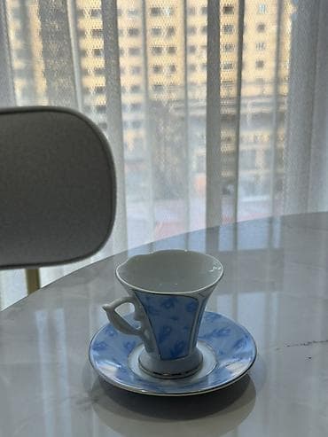 Çay dəsti, rəng - Mavi, Farfor, 6 nəfərlik