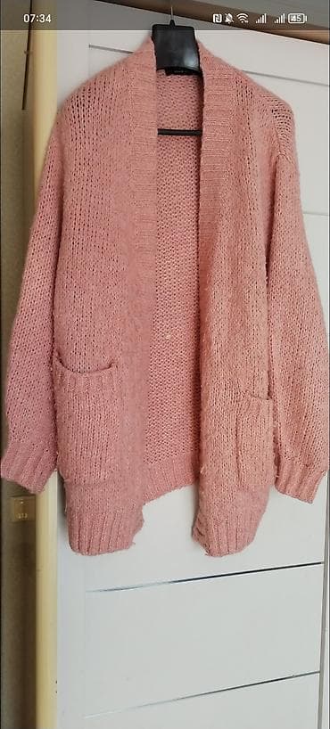 cins tulumlar: Yumşaq trikodan açıq model qadın kardiqanı - Rəng: pudra/çəhrayı - — 1