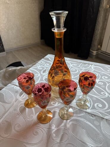 cexski qablar: Stəkanlar, rəng - Qırmızı, Şüşə, 4 ədədli dəst, 250 ml, Rusiya — 1