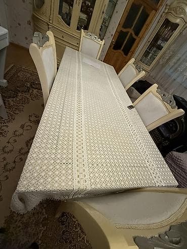 metal stul: Qonaq otağı üçün, Açılmayan, Dördbucaq masa, 6 stul — 1