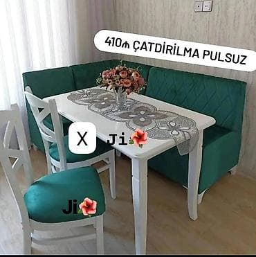 Divan və masa dəstləri: Mətbəx/kafe künc dəsti - Komplekt: 1 ədəd düzbucaqlı masa, 1 ədəd — 1