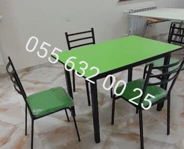 stol stul işlenmiş: Yeni, Künc masa, Açılmayan, Stullar ilə, Metal, Azərbaycan — 8