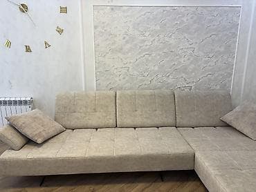 Bej rəngli L formalı yumşaq künc divan - Minimalist dizayn, neytral