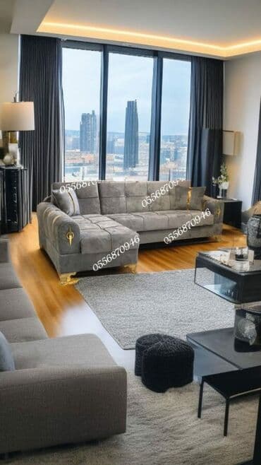 диван реклайнер: Künc divan, Qonaq otağı üçün, Parça, Bazalı, Açılan, Kitab — 5