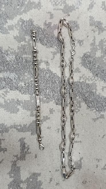 Gümüş zəncir və bilərzik dəsti
48 g