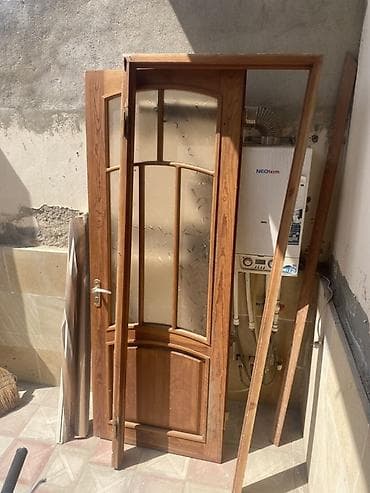 dam: Taxta interyer qapısı – şüşəli model - Material: təbii ağac — 2