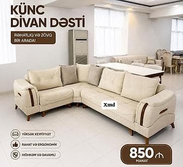 mebel ustu: Künc divan dəsti - Rəng: krem-bej tonlarında - Üslub: müasir və — 1