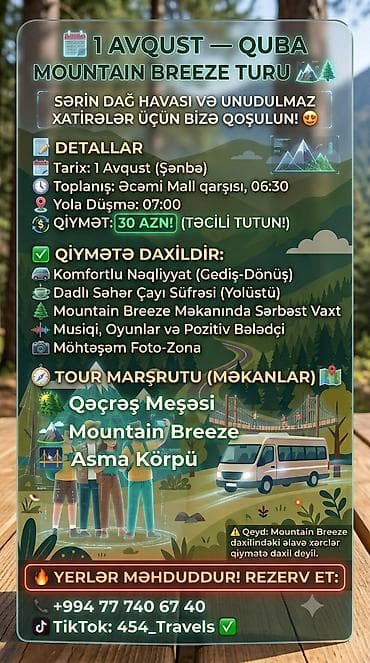 1 Avqust — Quba Mountain Breeze Turu Sərin dağ havası və unudulmaz — 1