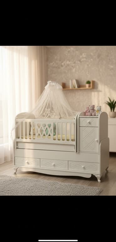 Oğlan və qız üçün, İşlənmiş, Dördbucaq, Beşik, Matras ilə, Yellənmə mexanizm ilə