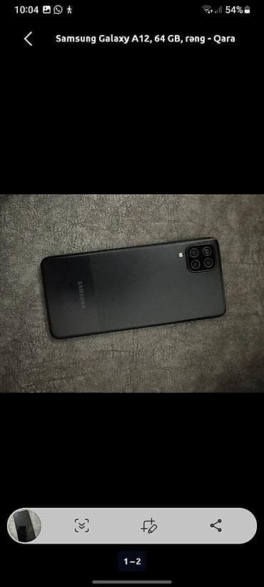 Samsung Galaxy A12, 64 GB, rəng - Qara, İki sim kartlı, Face ID, Sensor