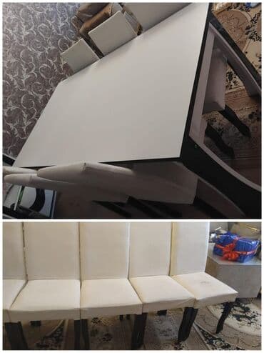 Офисная мебель: Для гостиной, Б/у, Нераскладной, Квадратный стол, 6 стульев — 1