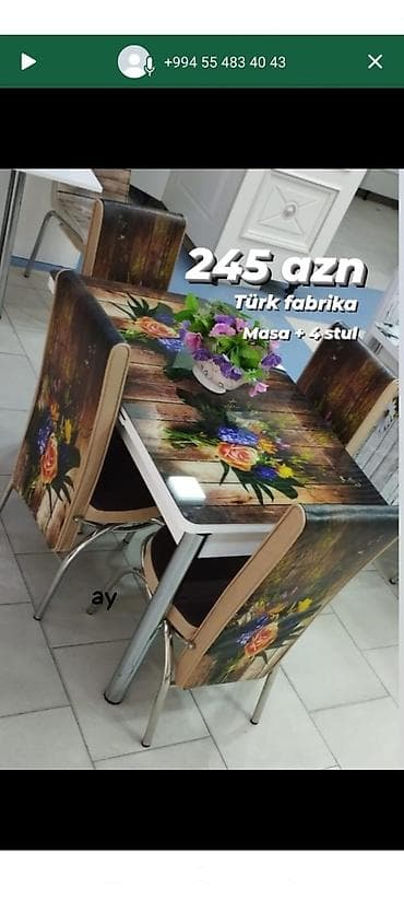 Mətbəx üçün, Yeni, 4 stul