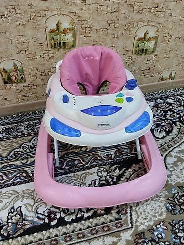 Yerimək üçün arabalar, çəliklər, əsalar, rollatorlar: Uşaq gəzdirəni (walker) – Delijan - Rəng: açıq çəhrayı/ağ, mavi — 3