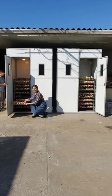 inkubatorda temperatur: Sənaye tipi inkubator və çıxım kamera sistemi - Böyük həcmli yumurta — 1