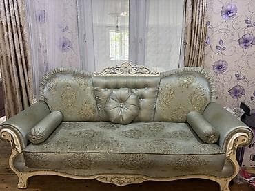 ucuz divanar: Klassik üslubda 3-lü dəst: 1 divan + 2 kreslo - Rəng: açıq — 1